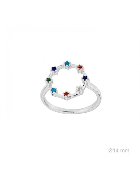 ANILLO CÍRCULO EN PLATA CON CIRCONITAS DE COLORES
