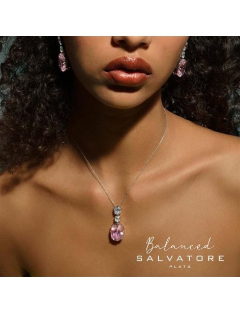 Collar Balanced Salvatore Plata y Circonita Blanca y Rosa