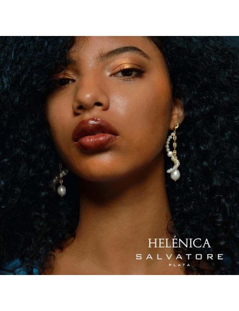 Pendientes Helénica Salvatore Plata Chapada 18K y Perla Agua