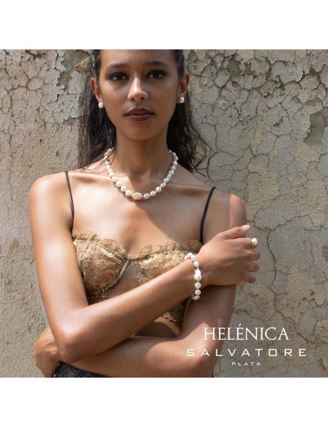 Pulsera Helénica Salvatore Plata Chapada y Perlas Redondas Irregulares