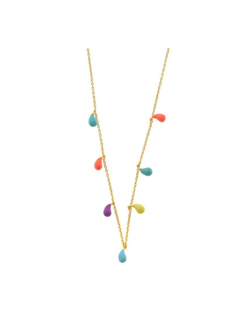 Collar Salvatore Splash Plata Chapada Oro y Esmalte