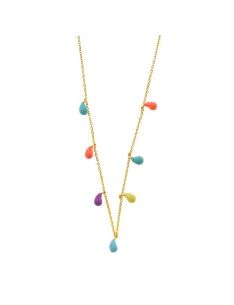 Collar Salvatore Splash Plata Chapada Oro y Esmalte