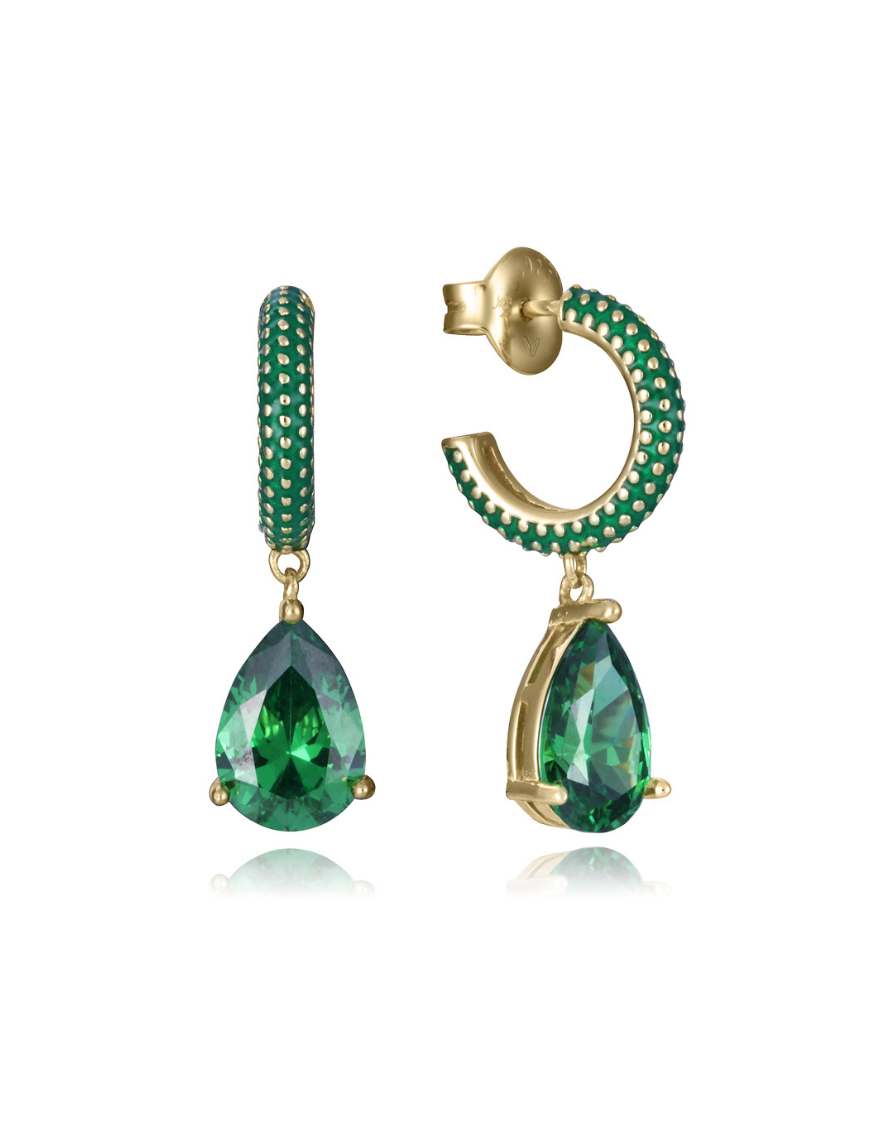 Pendientes Viceroy Elegant Plata Chapada Circonitas verdes