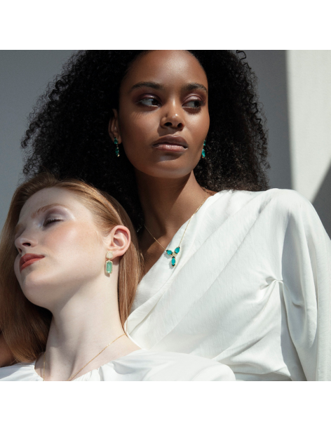 Collar Viceroy Elegant Plata Chapada Oro Piedras Verdes