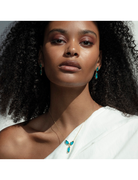 Collar Viceroy Elegant Plata Chapada Oro Piedras Verdes