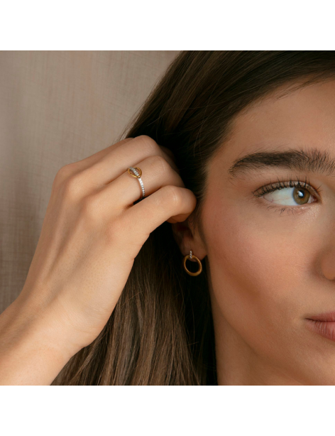 Pendientes Aro Viceroy Plata Chapada Oro y Circonitas