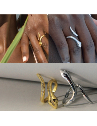 Sortija Salvatore Jungle Serpiente Plata y Circonitas