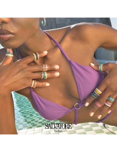 Sortija Salvatore Boho Chapado Dorado y Verde Circonitas Bl