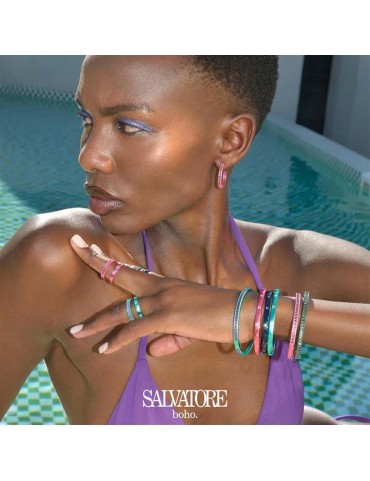 Sortija Salvatore Boho Chapado Dorado y Verde Circonitas Bl