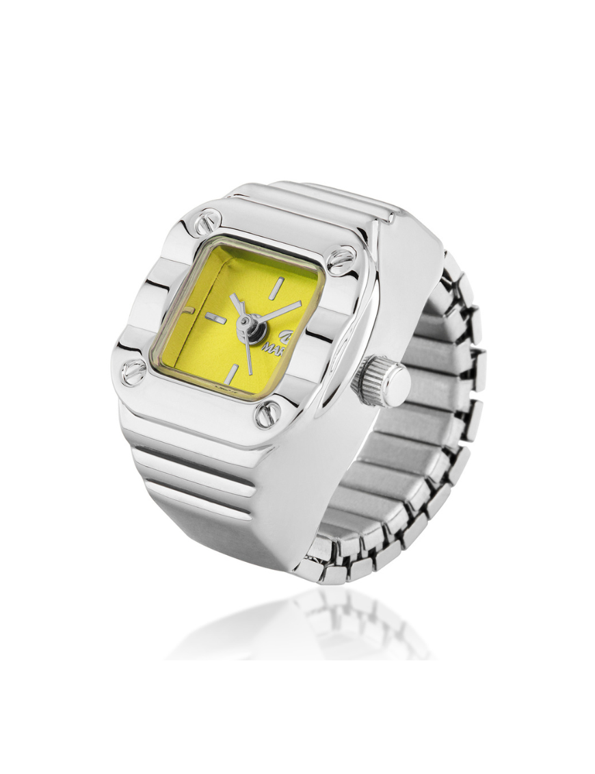 Sortija Reloj Marea Esfera Amarilla
