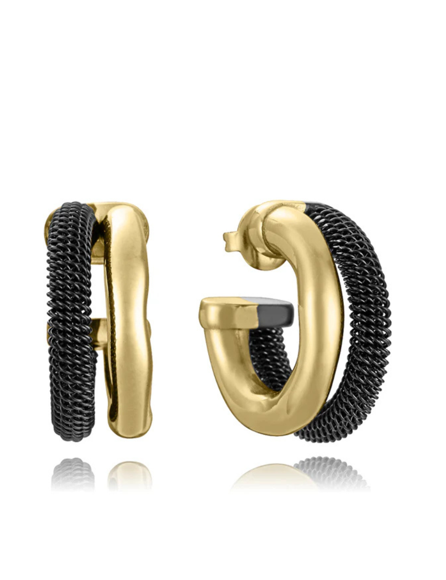 Pendiente Viceroy Laura Escanes Acero Ip Dorado y Negro