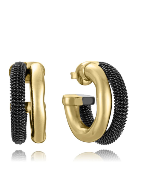 Pendiente Viceroy Laura Escanes Acero Ip Dorado y Negro