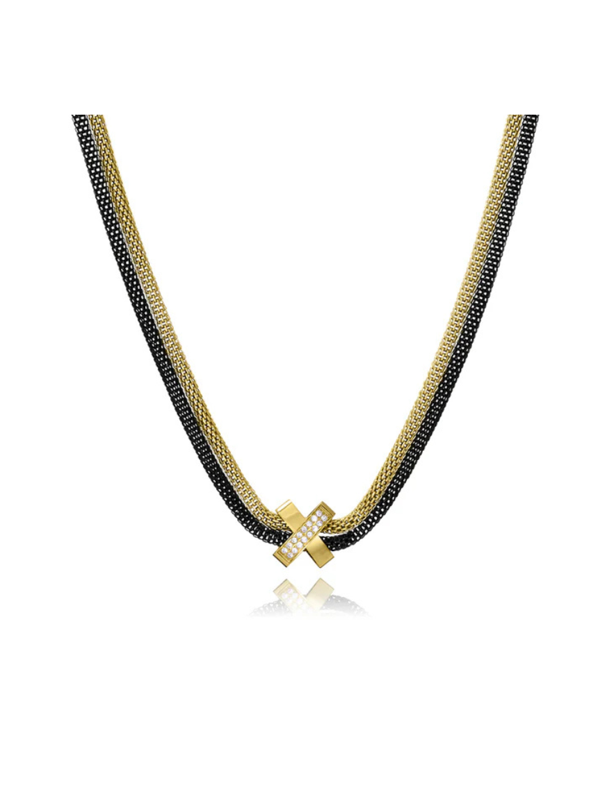 Collar Esterilla Viceroy Acero Cironitas Ip Dorado y Negro