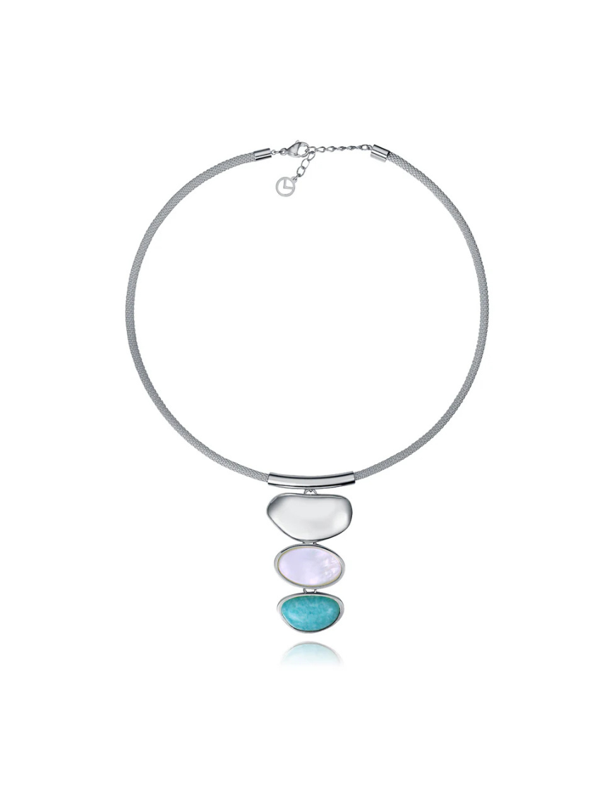 Collar Laura Escanes Viceroy Acero Chap Plata Piedras Naturales