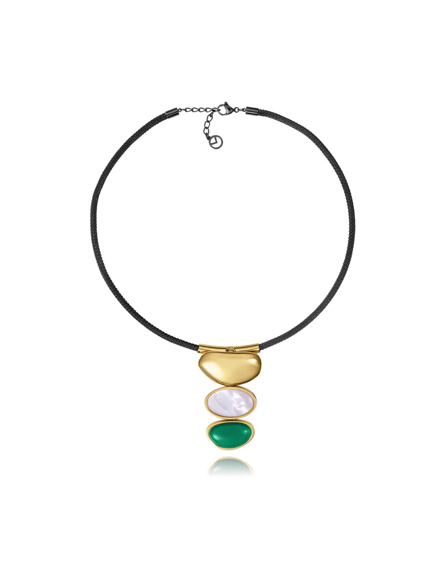 Collar Laura Escanes Viceroy Acero Ip Dorado y Piedra Natural