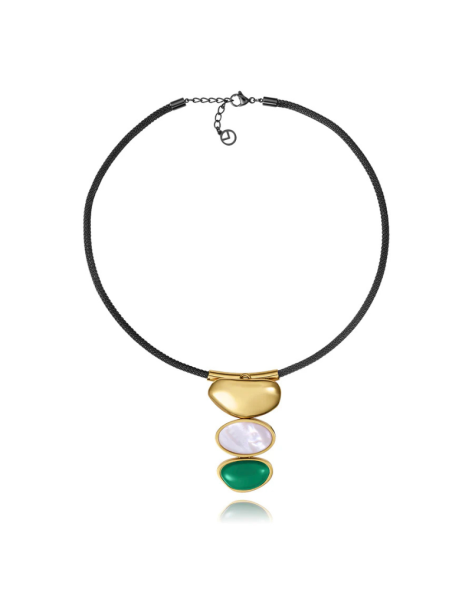 Collar Laura Escanes Viceroy Acero Ip Dorado y Piedra Natural