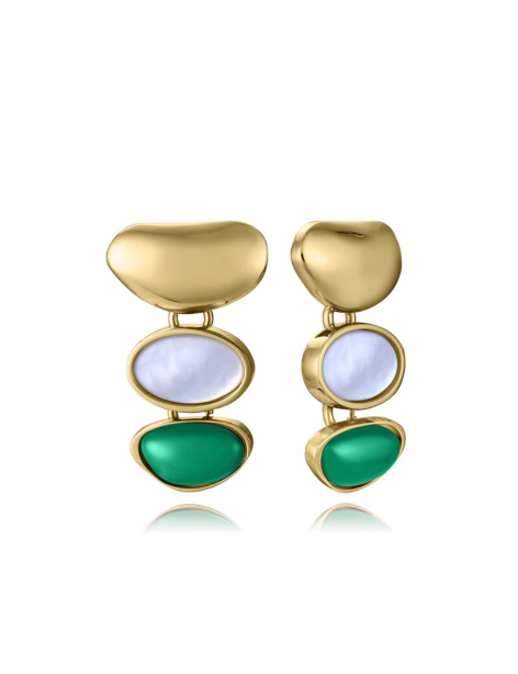 Pendientes Laura  Escanes Viceroy Acero Ip Oro Piedra Natural