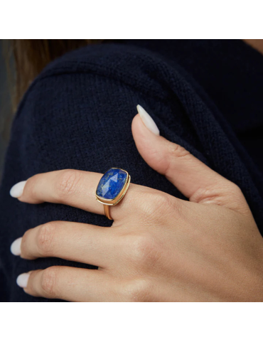 Anillo Viceroy Plata Baño Oro Lapizlazuli