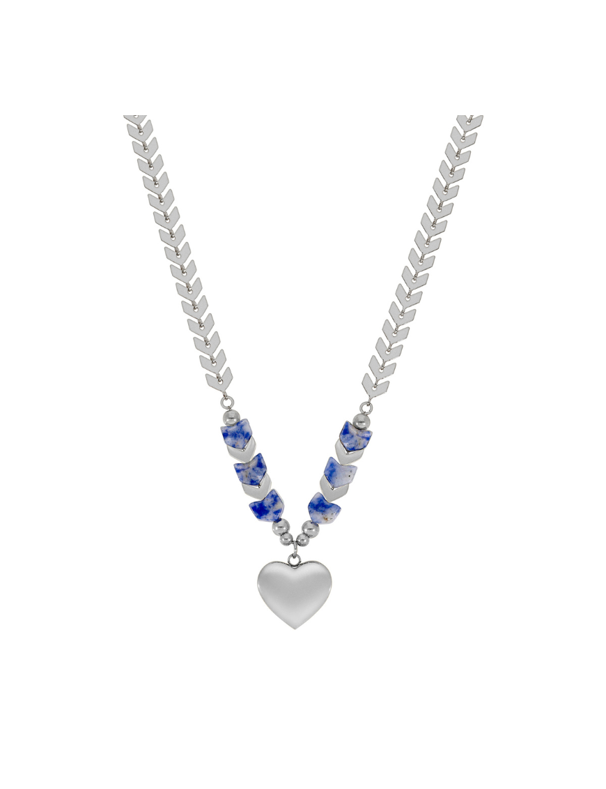 Collar Corazón Love Marea Acero Sodalita