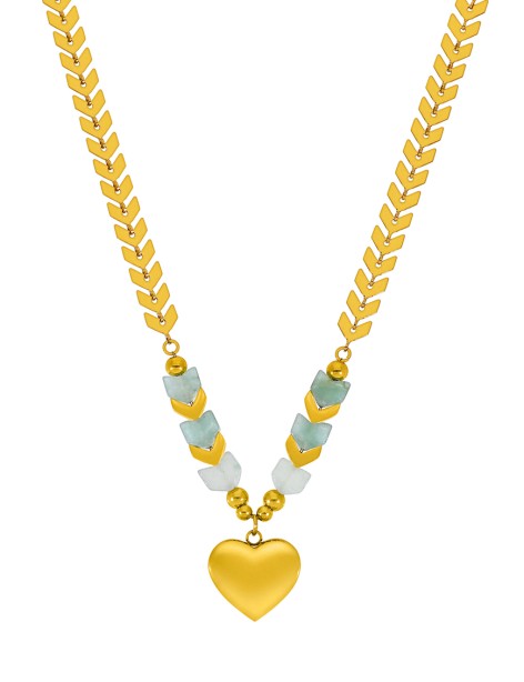 Collar Corazón Love Marea Acero Chap Ojo de Tigre