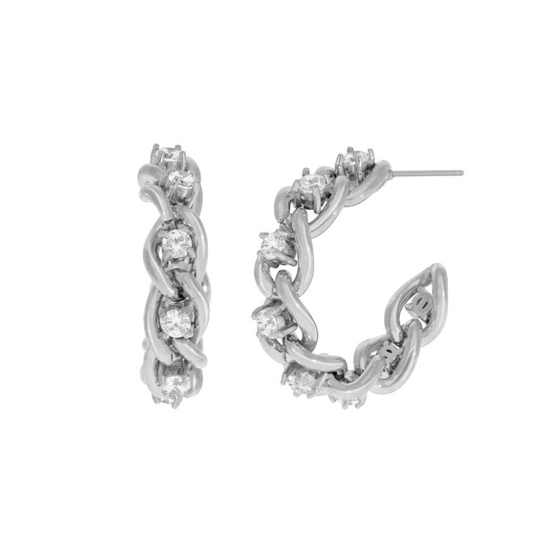 Pendientes Aro Marea Acero y Circonitas