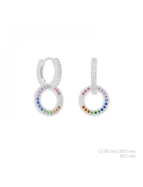 PENDIENTES ARO EN PLATA CON CIRCONITAS DE COLORES