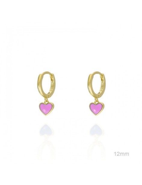 PENDIENTES ARO CORAZONES EN PLATA Y ESMALTE