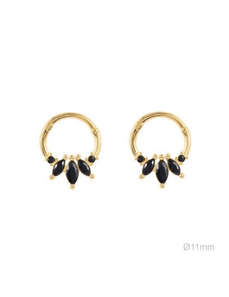 PENDIENTES PIERCING TRAGUS EN PLATA Y CIRCONITA NEGRA