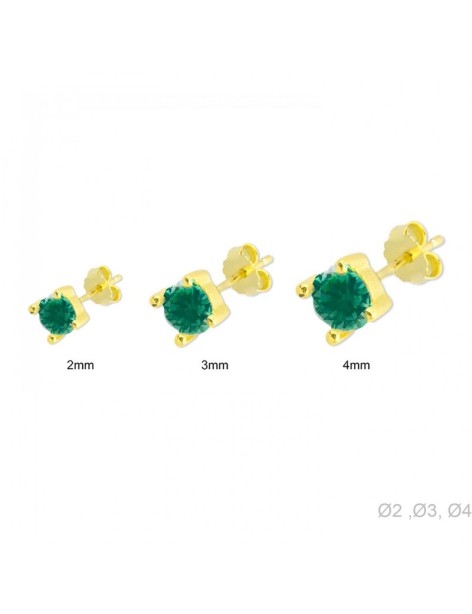 JUEGO DE 3 PENDIENTES EN PLATA Y CIRCONITAS VERDES