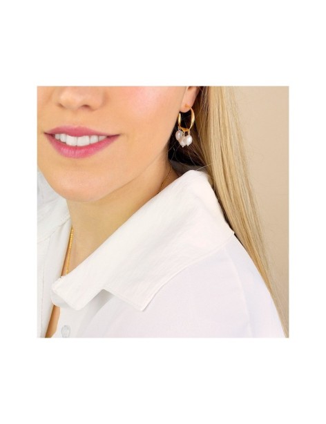 PENDIENTES ARO EN PLATA Y PERLAS