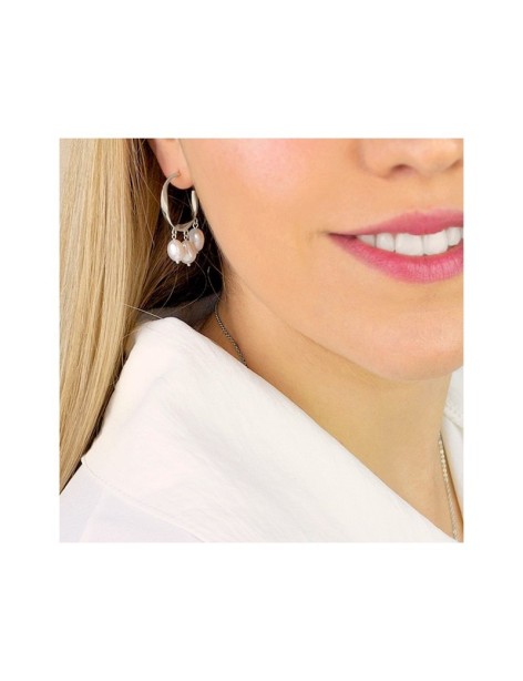 PENDIENTES ARO EN PLATA Y PERLAS