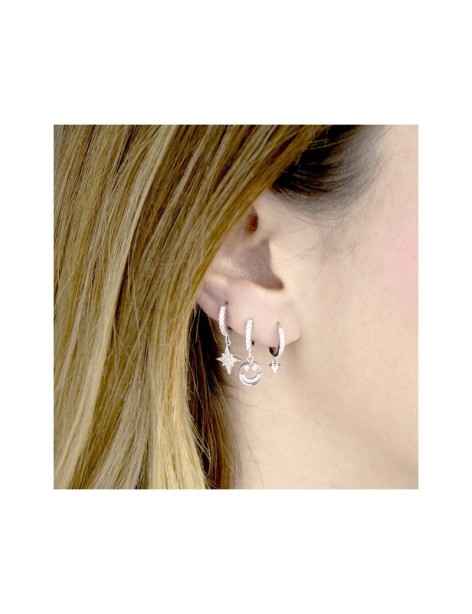 PENDIENTES ARO SMILY EN PLATA Y CIRCONITAS