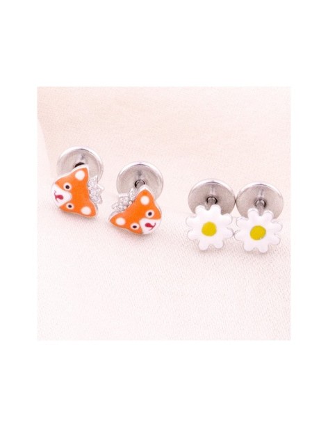 PENDIENTES KIDS PLATA Y CORONA CON CIRCONITAS
