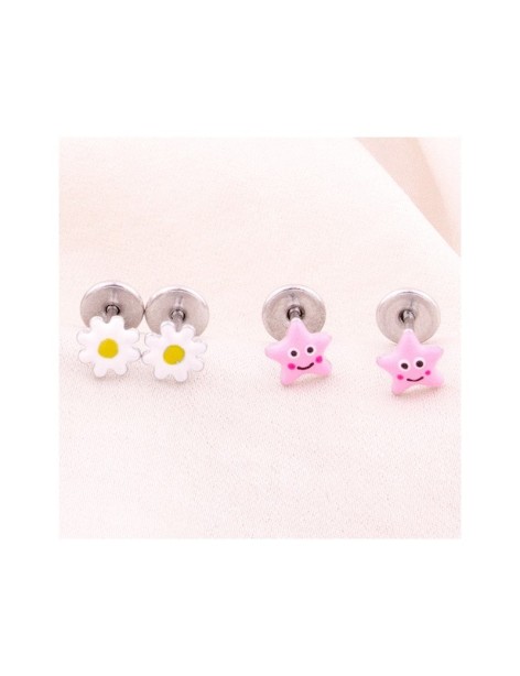 PENDIENTES  KIDS MARGARITAS EN PLATA Y ESMALTE