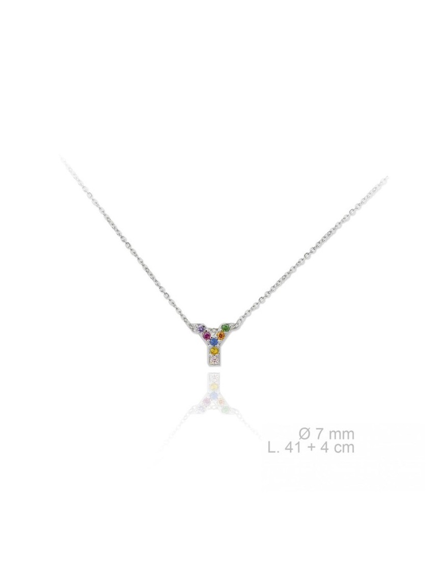 GARGANTILLA INICIAL Y EN PLATA DE LEY Y CIRCONITAS DE COLORES