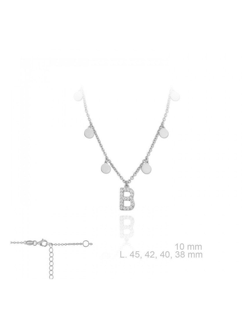 GARGANTILLA INICIAL B CHAPITAS PLATA DE LEY Y CIRCONITAS