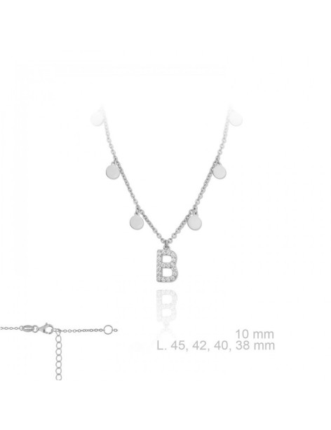 GARGANTILLA INICIAL B CHAPITAS PLATA DE LEY Y CIRCONITAS