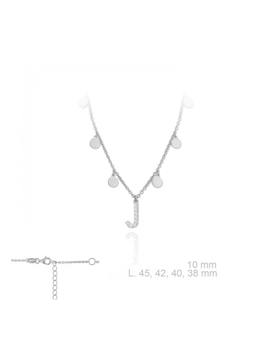 GARGANTILLA INICIAL J CHAPITAS PLATA DE LEY Y CIRCONITAS