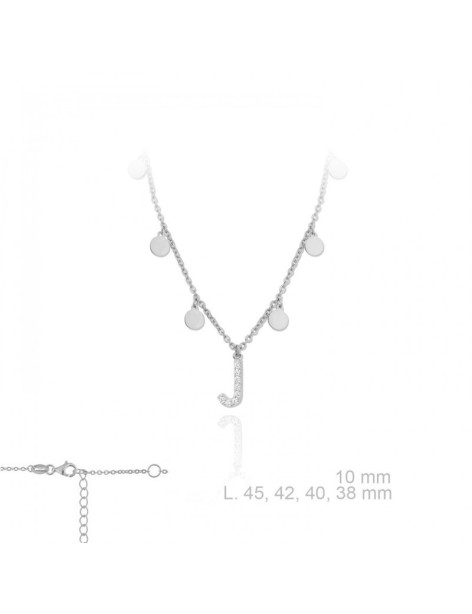 GARGANTILLA INICIAL J CHAPITAS PLATA DE LEY Y CIRCONITAS