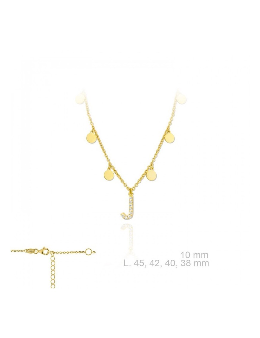 GARGANTILLA INICIAL J CHAPITAS PLATA Y CIRCONITAS