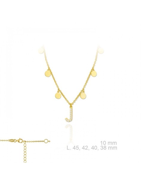 GARGANTILLA INICIAL J CHAPITAS PLATA Y CIRCONITAS