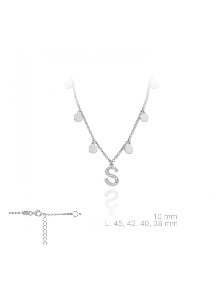 GARGANTILLA INICIAL S CHAPITAS PLATA DE LEY Y CIRCONITAS
