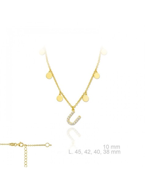 GARGANTILLA INICIAL U CHAPITAS PLATA Y CIRCONITAS