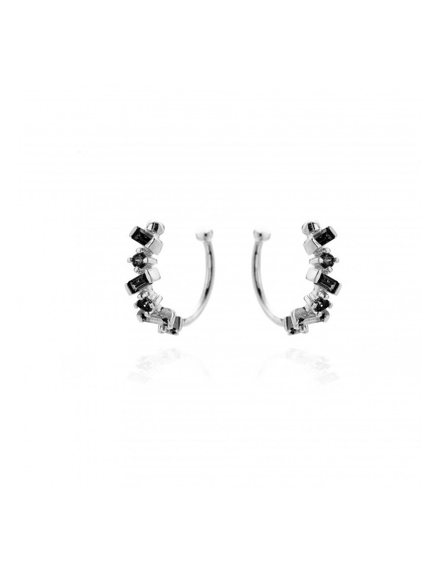 PENDIENTES EARCUFF EN PLATA RODIADA CON CIRCONITAS NEGRAS