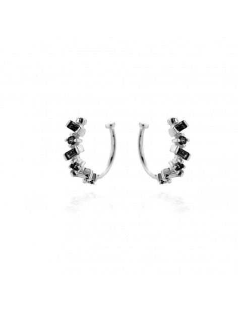 PENDIENTES EARCUFF EN PLATA RODIADA CON CIRCONITAS NEGRAS